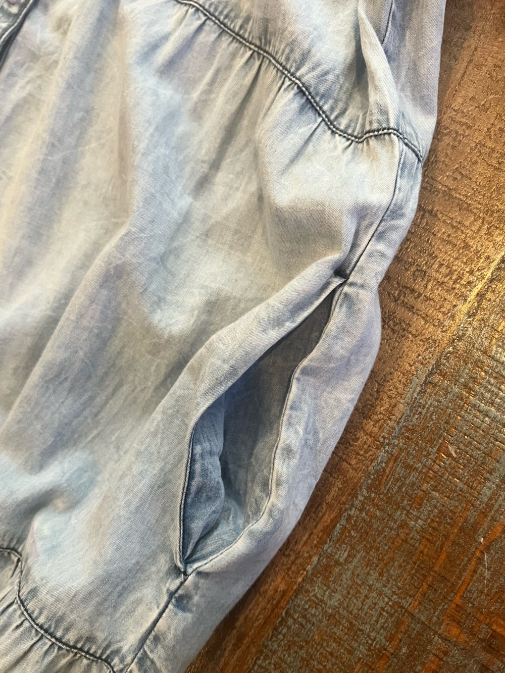 Elan chambray tiered Maxi Dress M - Picture 7 of 10